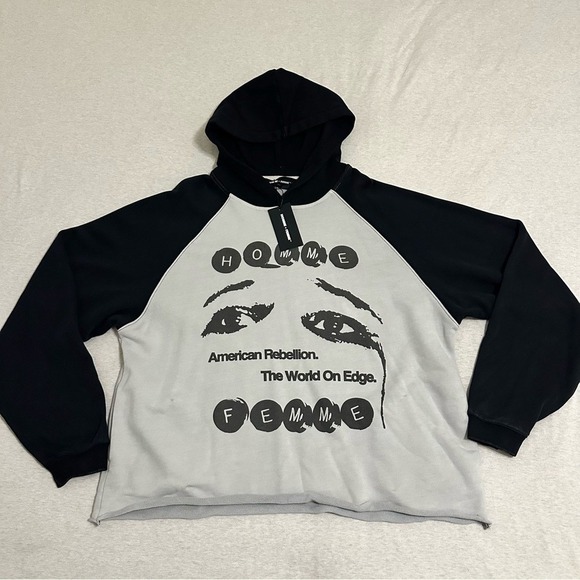 Homme + Femme Other - Homme‎ Femme Black and Gray Graphic Hoodie